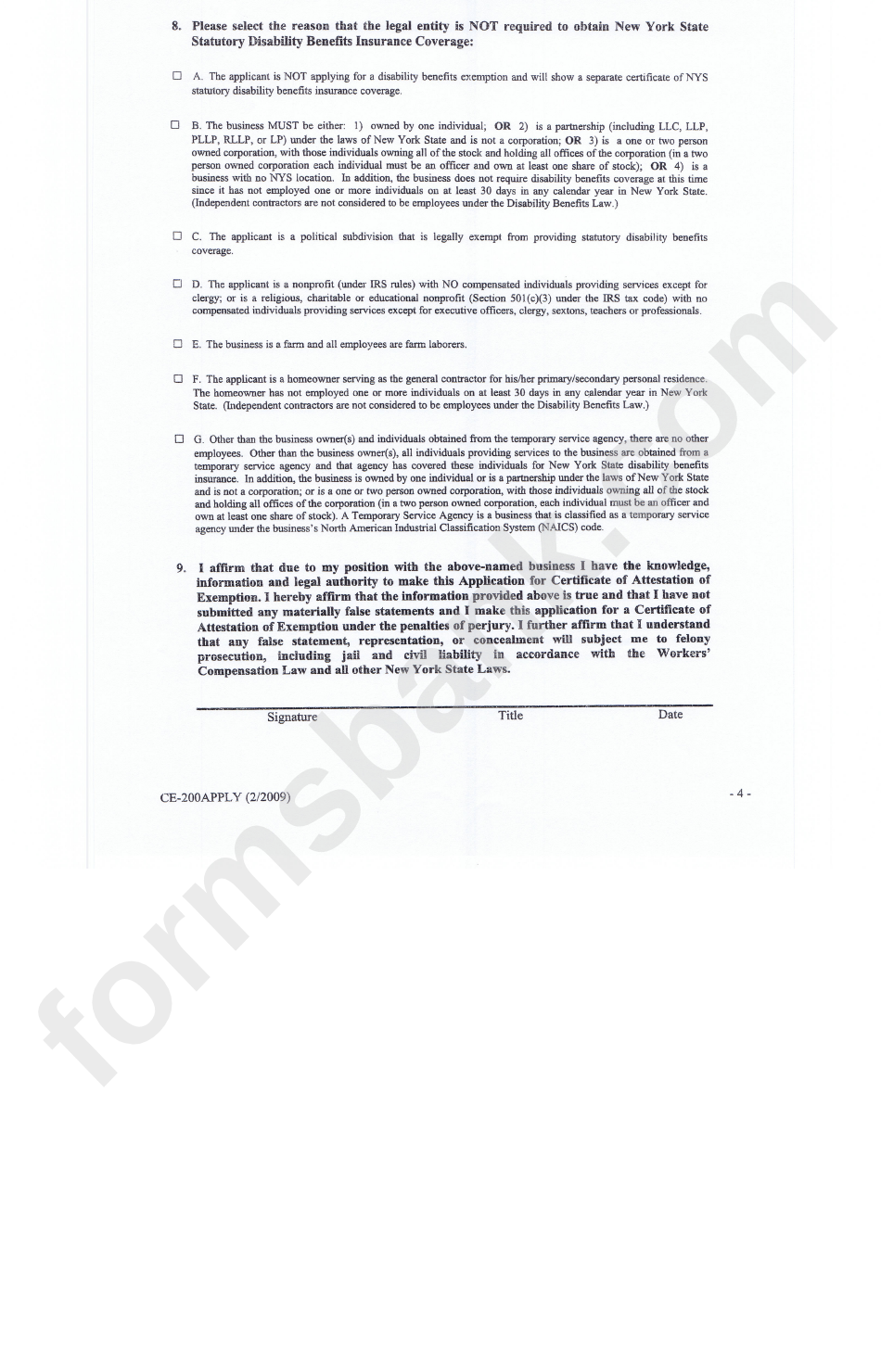Form Ce-200apply - Application For Certificate Of Attestation Of Exemption From Nys Workers