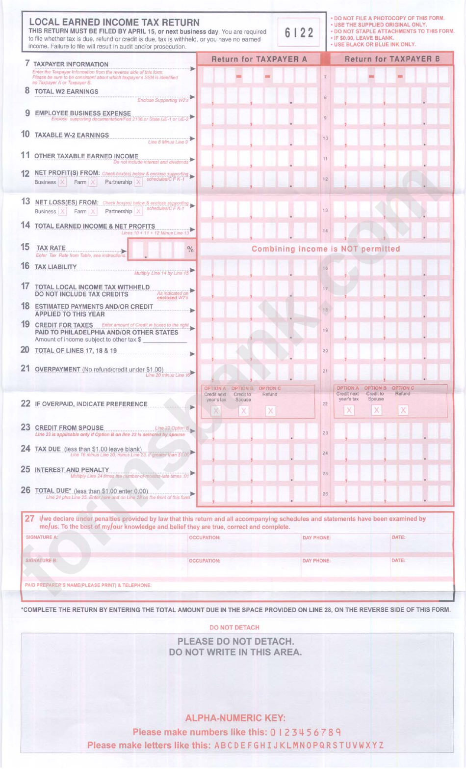 Local Earned Income Tax Return Form - Middletown Area Tax Collection Bureau - 2004