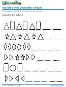 Patterns With Geometric Shapes - Kindergarten Simple Math Patterns Worksheet