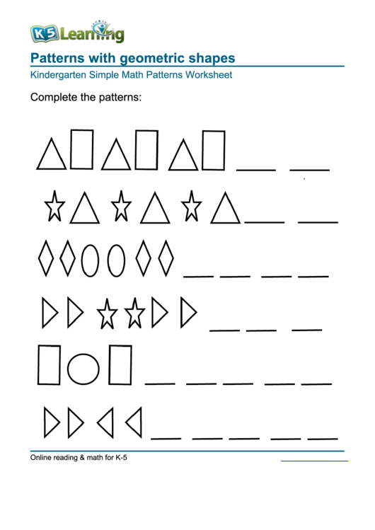 Patterns With Geometric Shapes  Kindergarten Simple Math Patterns