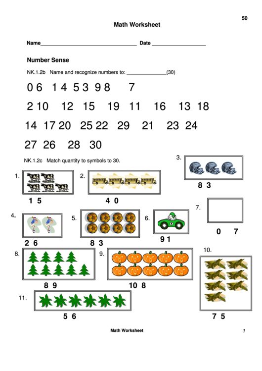 Kindergarten Math Worksheet Printable pdf