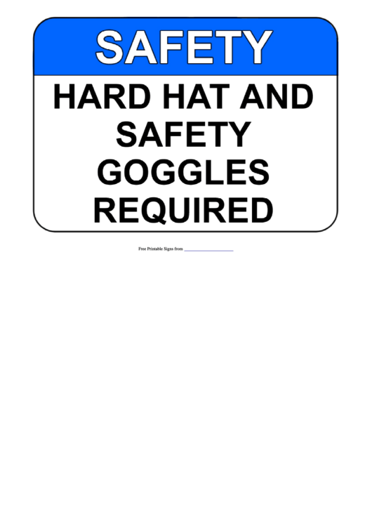 Hard Hat And Safety Goggles Sign Template Printable pdf