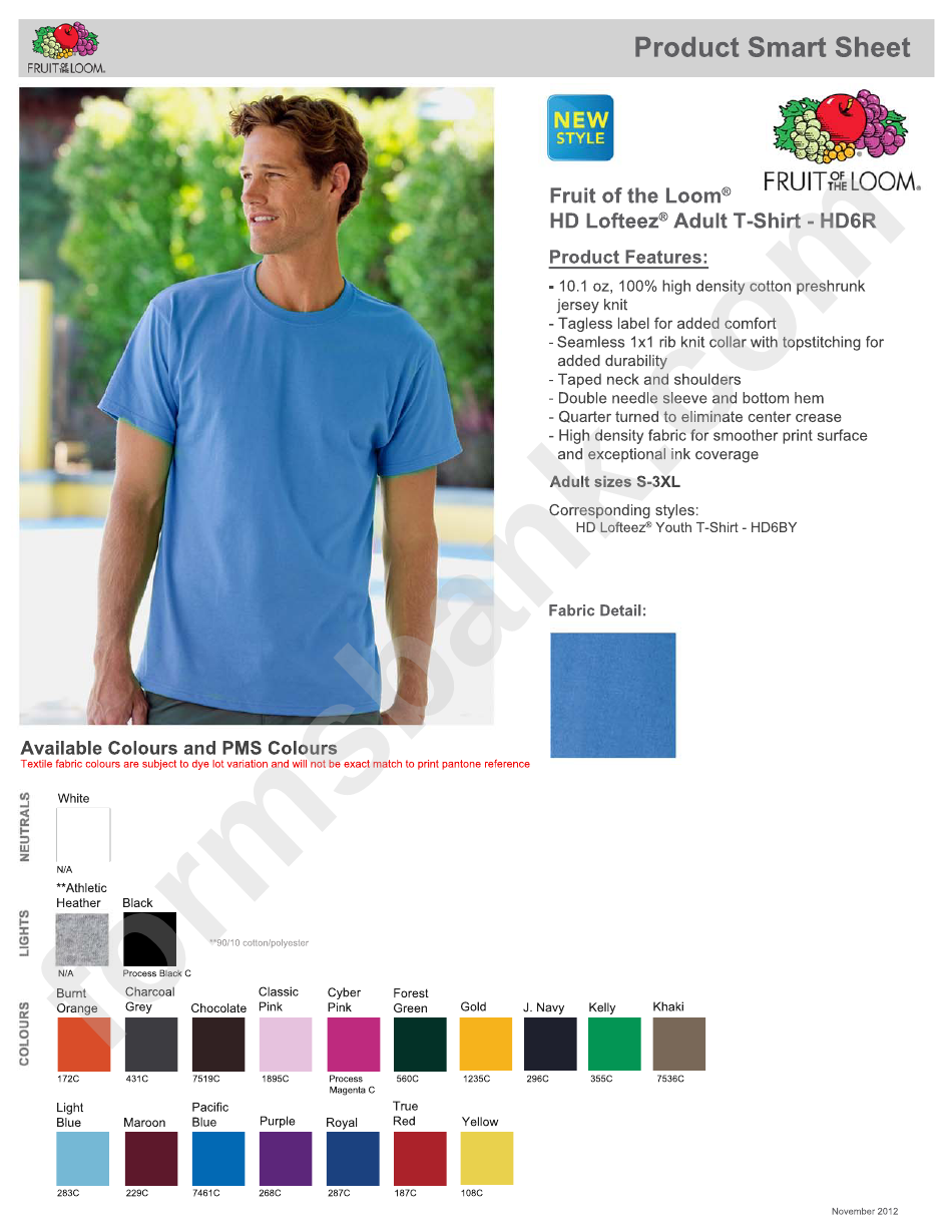 fruit of the loom youth shirt size chart