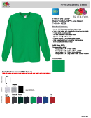 Fruit Of The Loom Heavy Cotton Long Sleeve T-Shirt Size Chart Printable pdf
