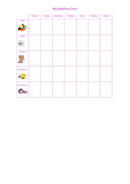 My Bedtime Chart Pink Printable pdf