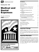 Publication 502 - Instruction For Medical And Dental Expenses - 2001