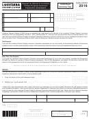 Form 540ins - Request For Refund Of Louisiana Citizens Property Insurance Corporation Assessment - 2016