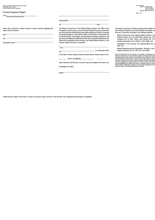 Form Ffiec 009 - Country Exposure Report Printable pdf