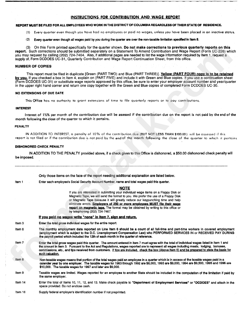 Form Dcdoes Uc-30 - Employer