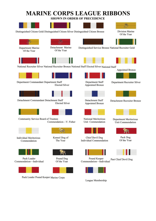 Marine Corps League Ribbons Chart Printable pdf