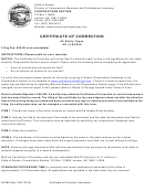 Form 08-460 - Certificate Of Correction - 2012