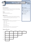 Solubility And Precipitation Worksheet
