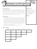 Solubility And Precipitation Worksheet