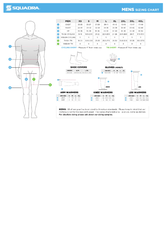 Squadra Size Chart - First Wave Triathlon Printable pdf
