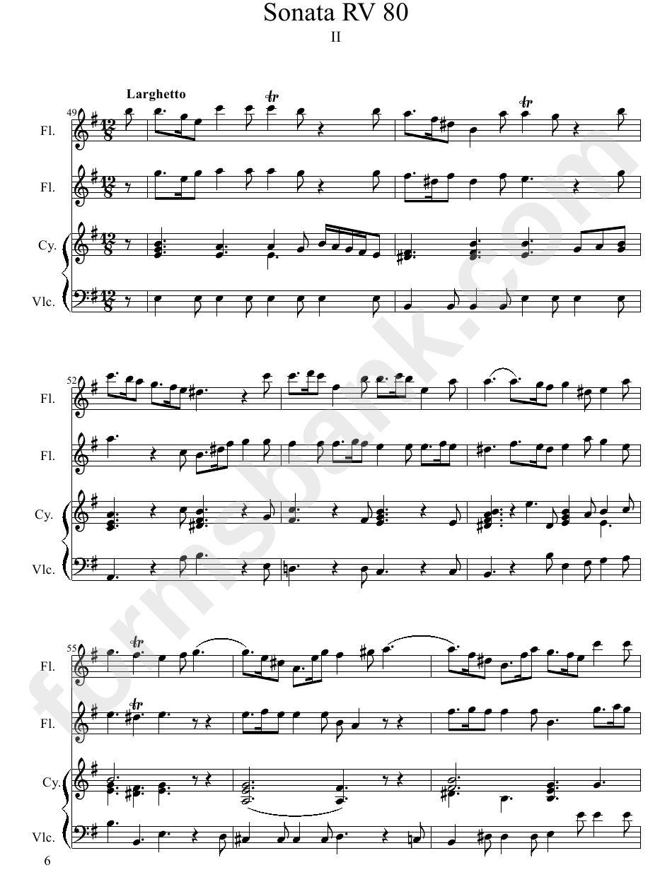 Antonio Vivaldi - Sonata In G Major Sheet Music