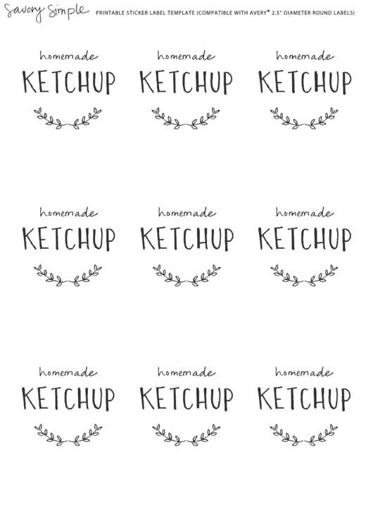 Ketchup Labels Sticker Template Printable pdf