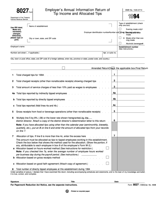 Form 8027 - Employer