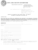 Request For Exemption From Denver Sales, Use And/or Business Occupational Privilege Tax Form - City And County Of Denver