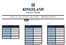 Kingsland Equestrian Breeches Size Chart