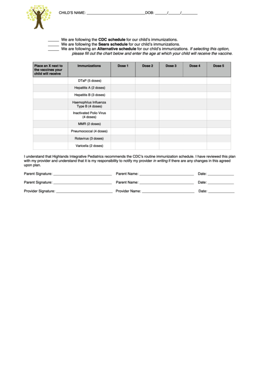 H.i.p. Immunization Shedule Printable pdf