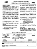 Form 502e - Automatic Extension Payment For Personal Income Tax - 2002