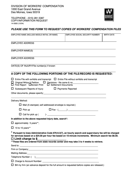 Form 14-0083 - Request For Copies Of Workers