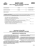 Form 502v - Maryland Use Of Vehicle For Charitable Purposes - 2002