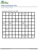 Skip Counting By 10's - Mathematics Worksheet With Answers