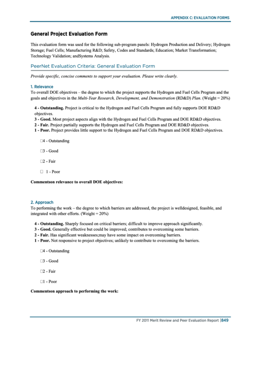 Appendix C - Evaluation Forms - General Project Evaluation Form