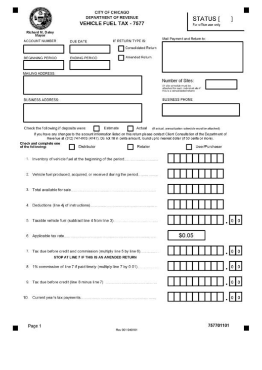 Form 7577 - Vehicle Fuel Tax Printable pdf