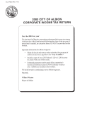 Instructions For Corporate Income Tax Return - City Of Albion - 2003