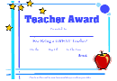 Teacher Award Certificate