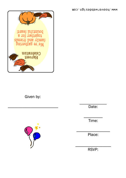 Harvest Celebration Party Invitation Template Printable pdf