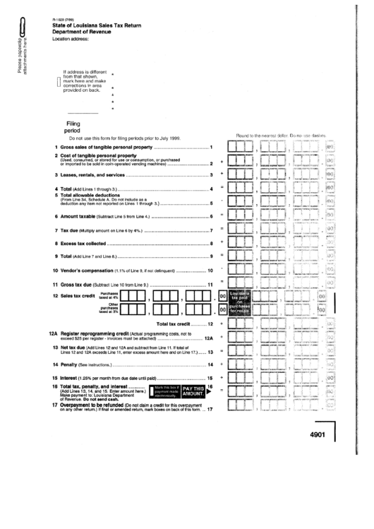 Form R-1029 - State Of Louisiana Sales Tax Return - Department Of Revenue Printable pdf