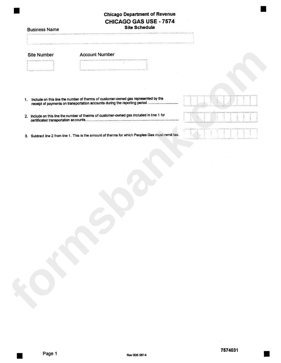 Form 7574 - Chicago Gas Use
