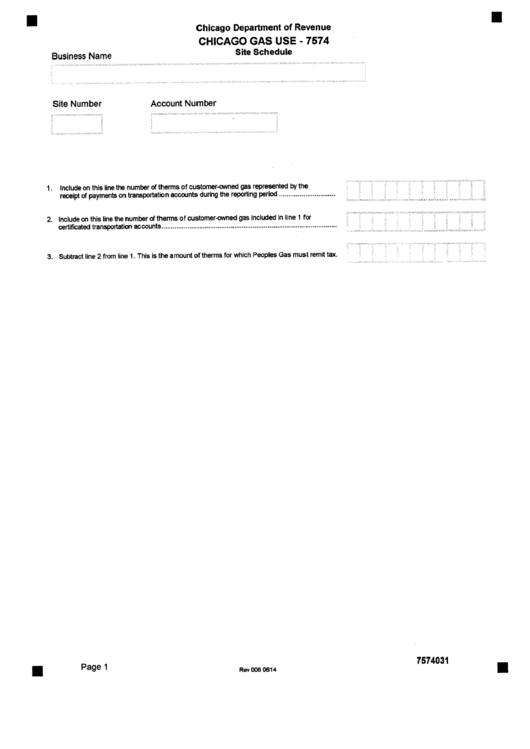 Form 7574 - Chicago Gas Use Printable pdf