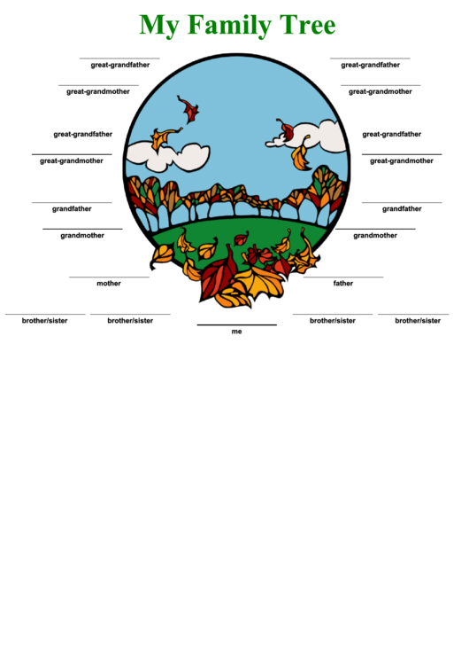 Family Tree With Lines In Color Template