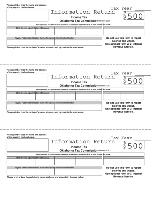 Income Tax - Oklahoma Tax Commission Printable pdf