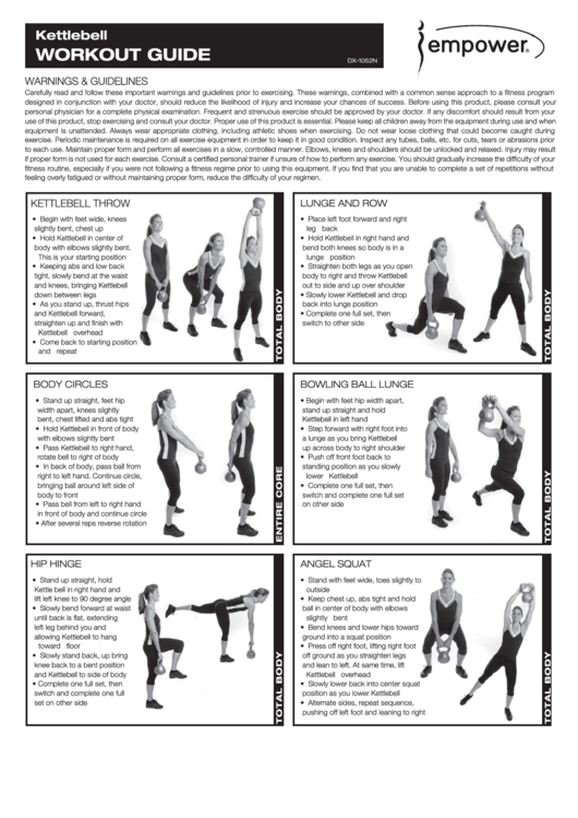 Kettlebell Exercise Chart Printable pdf