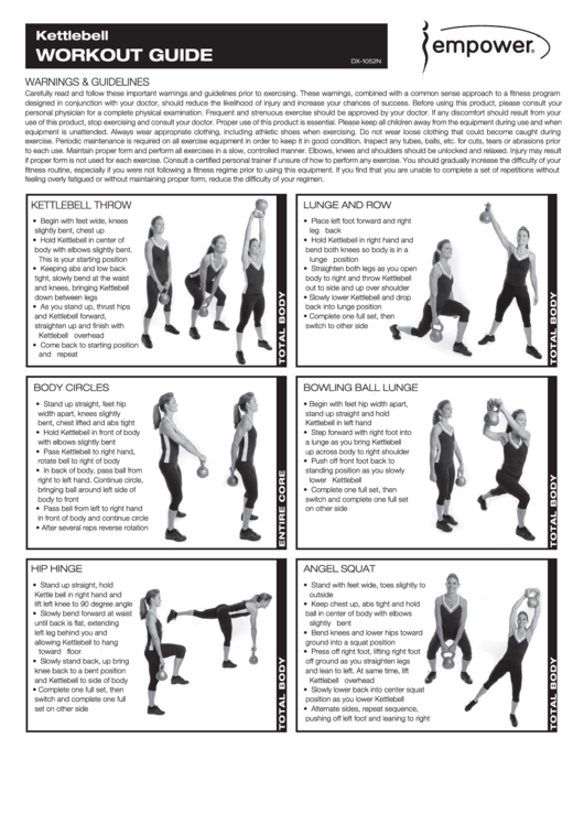 Kettlebell Exercise Chart Printable Pdf Download