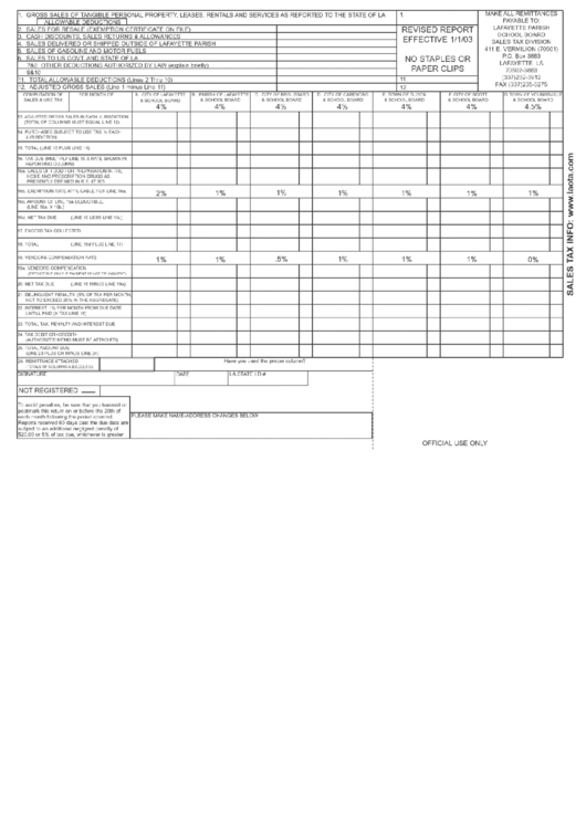 Sales And Use Tax Report - Lafayette Parish School Board, Louisiana ...