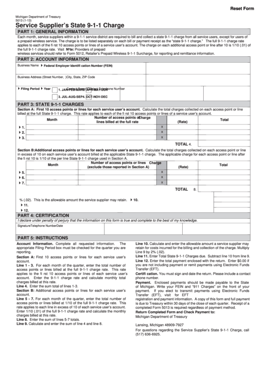Fillable Form 5013 - Service Supplier