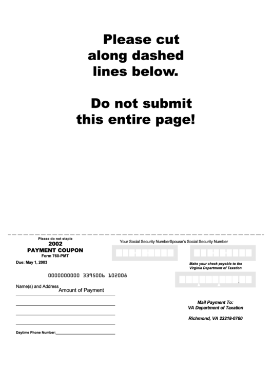 Fillable Form 760-Pmt - Payment Coupon - 2002 Printable pdf
