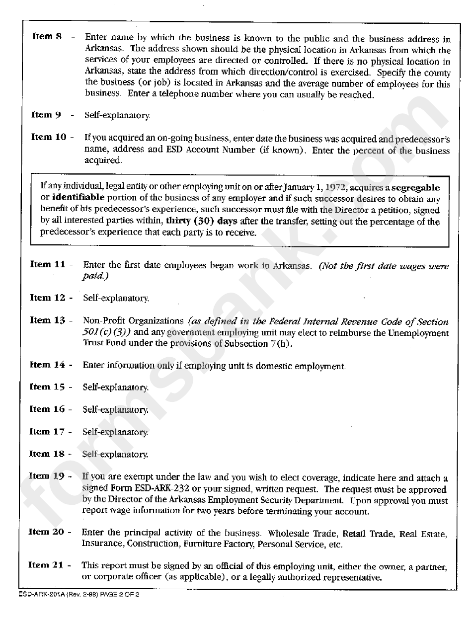 Instructions Sheet For Preparation Of The Status Return