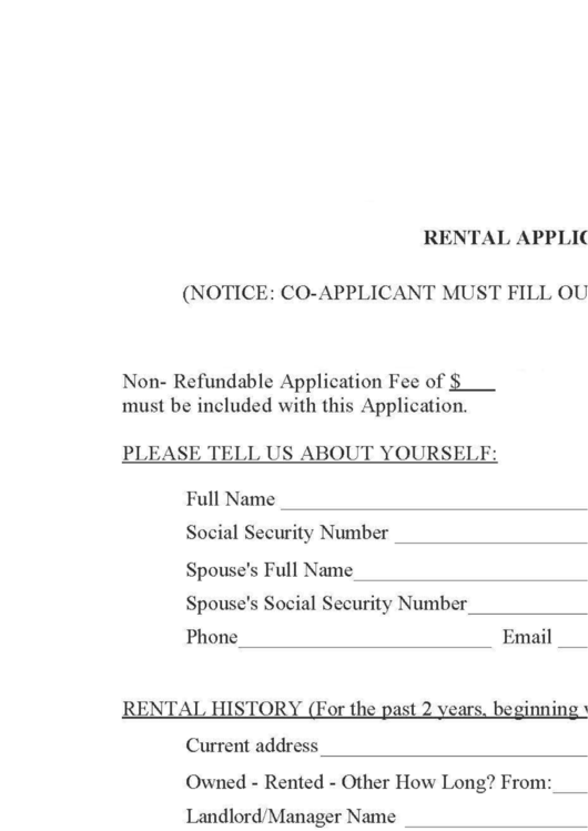 Fillable Rental Application - Mississippi Alternative Housing Program Printable pdf