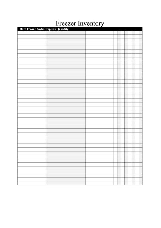Freezer Inventory Template Printable pdf