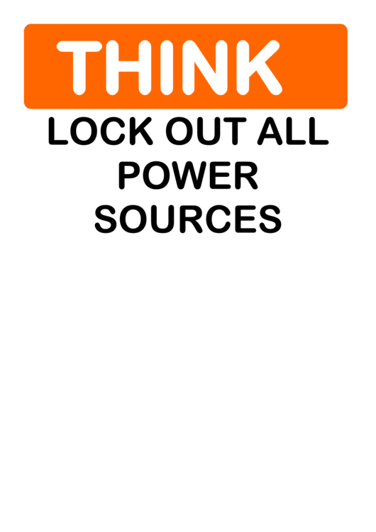 Think Lock Out Power Sign Template Printable pdf