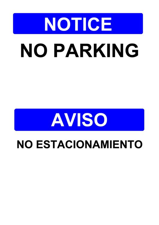 Notice - No Parking Printable pdf