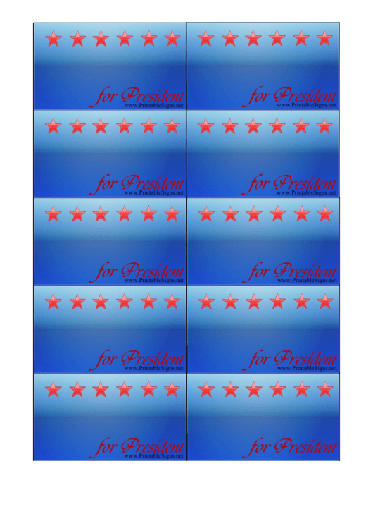 President Sign Palm Cards Template Printable pdf