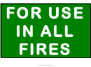 Emergency For Use In All Fires Sign Template